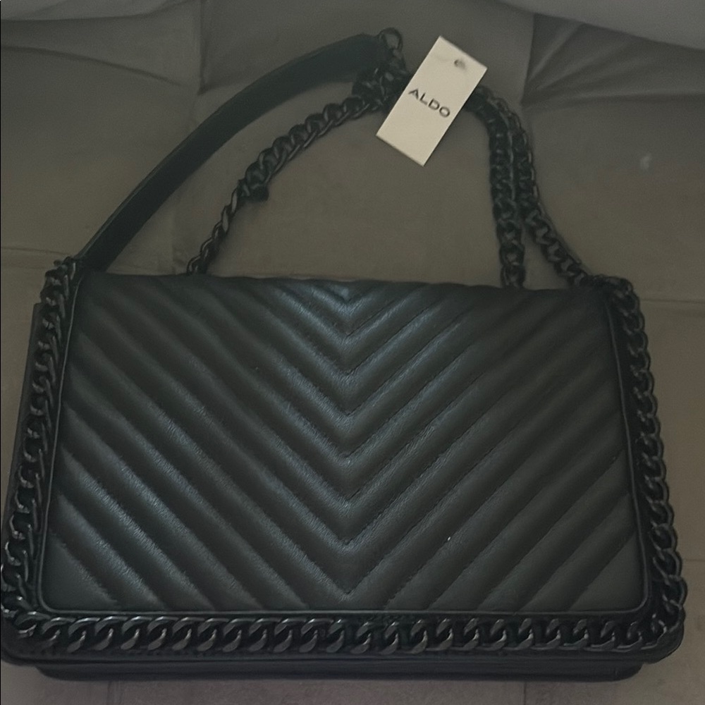 ALDO Black Quilted Chain Shoulder Bag
